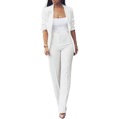 Ensemble Blazer Ouvert Et Pantalon Coupe Ajustée Pour Femmes | Idéal Pour Tenues Professionnelles Et Quotidiennes