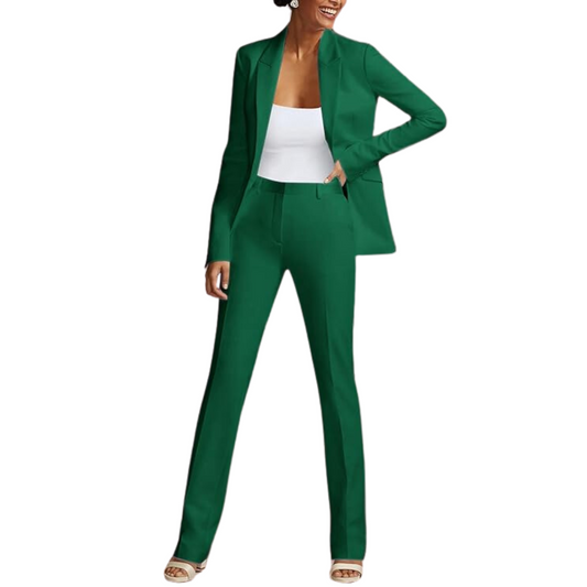 Ensemble Blazer Ouvert Et Pantalon Coupe Ajustée Pour Femmes | Idéal Pour Tenues Professionnelles Et Quotidiennes