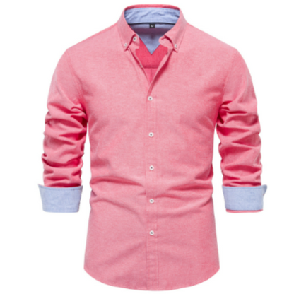 Chemise Oxford Unicolore À Manches Longues pour Hommes | Idéale pour Le Bureau Et Les Occasions Décontractées