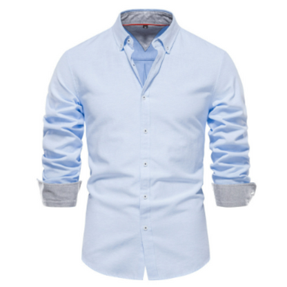 Chemise Oxford Unicolore À Manches Longues pour Hommes | Idéale pour Le Bureau Et Les Occasions Décontractées