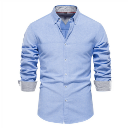 Chemise Oxford Unicolore À Manches Longues pour Hommes | Idéale pour Le Bureau Et Les Occasions Décontractées