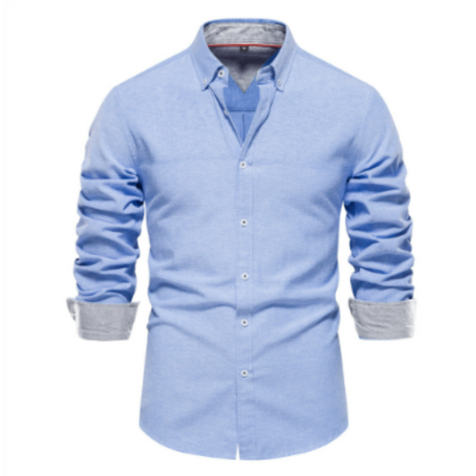 Chemise Oxford Unicolore À Manches Longues pour Hommes | Idéale pour Le Bureau Et Les Occasions Décontractées
