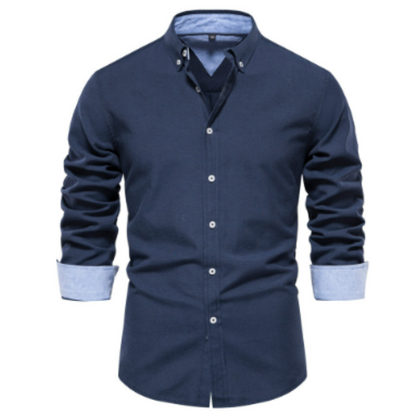 Chemise Oxford Unicolore À Manches Longues pour Hommes | Idéale pour Le Bureau Et Les Occasions Décontractées