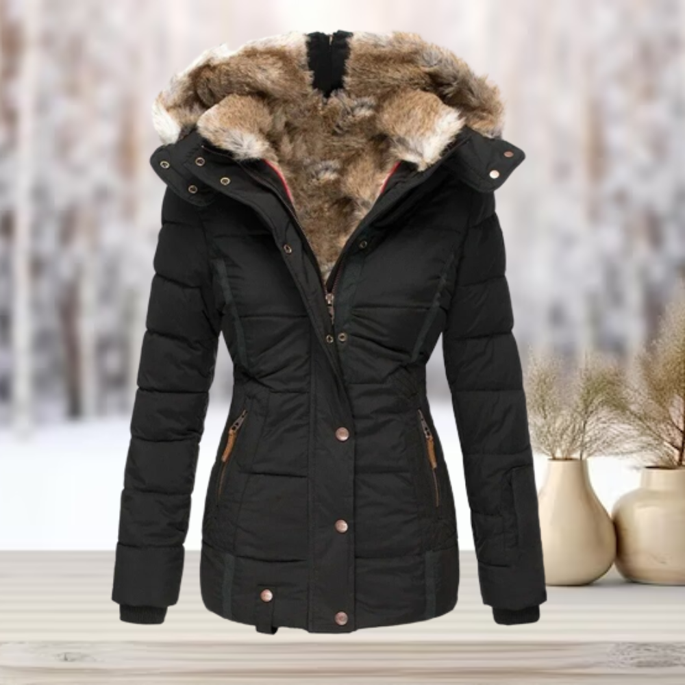 Manteau Puffer Matelassé avec Capuche et Doublure en Fausse Fourrure pour Femme | Idéal pour l’Hiver