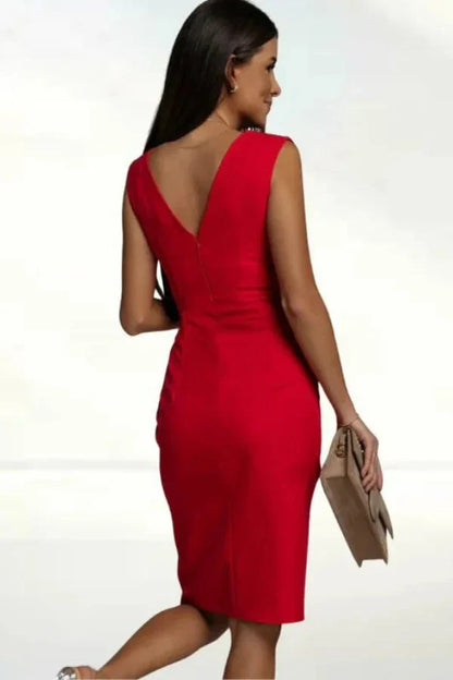 Robe Longue avec Col V et Fente Latérale pour Femme | Idéale pour Soirée