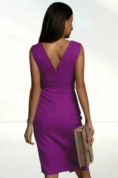 Robe Longue avec Col V et Fente Latérale pour Femme | Idéale pour Soirée