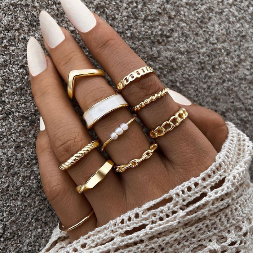 Lot de bagues à motifs pour femmes
