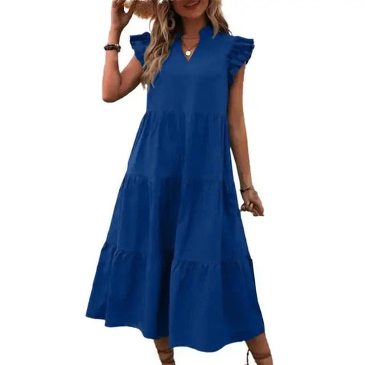 Robe Maxi Bleu Roi avec Volants pour Femme | Idéale pour les Occasions Spéciales