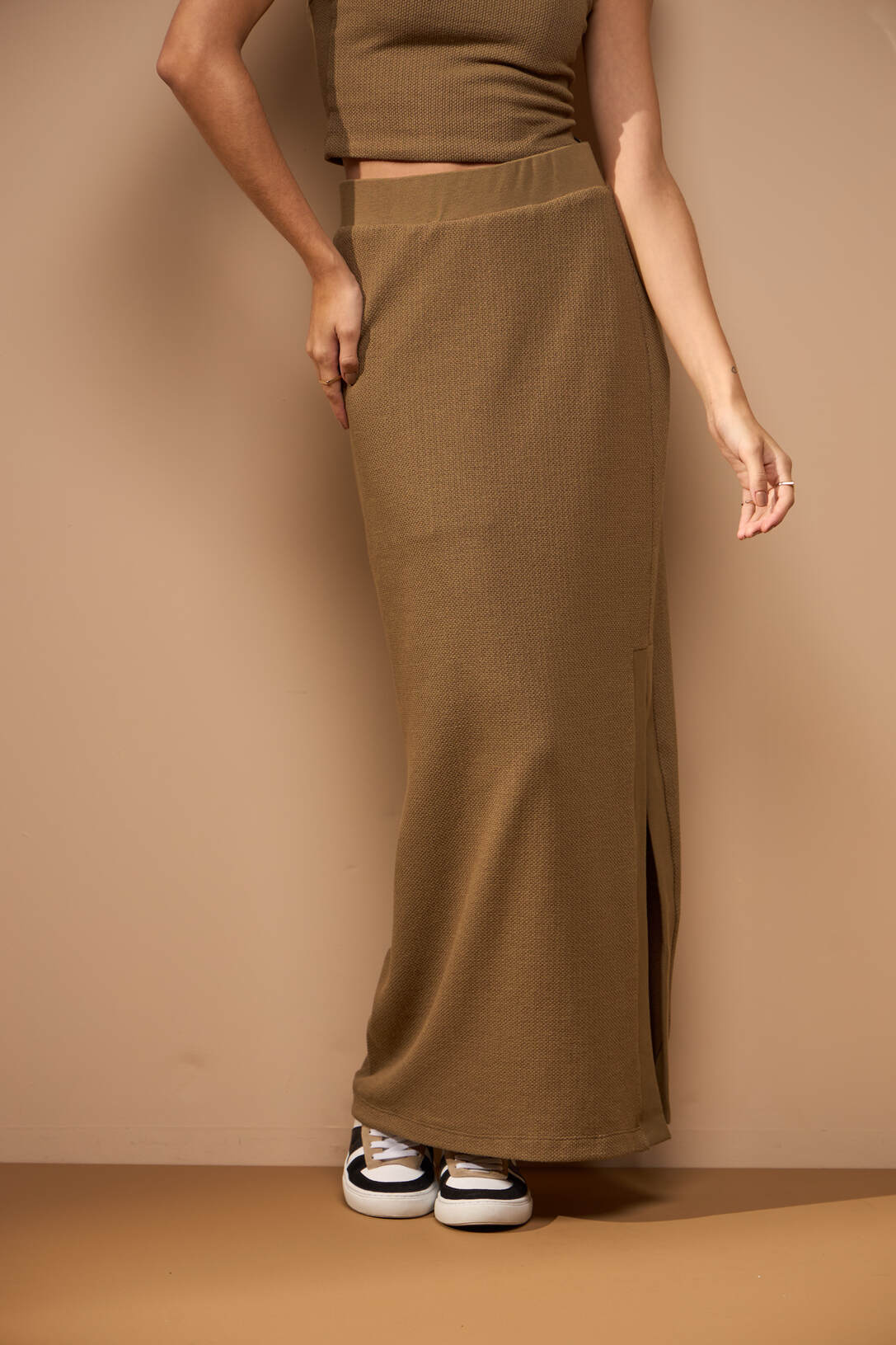 Jupe Midi Avec Fente Latérale En Coton Pour Femme | Idéale Pour Toutes Saisons
