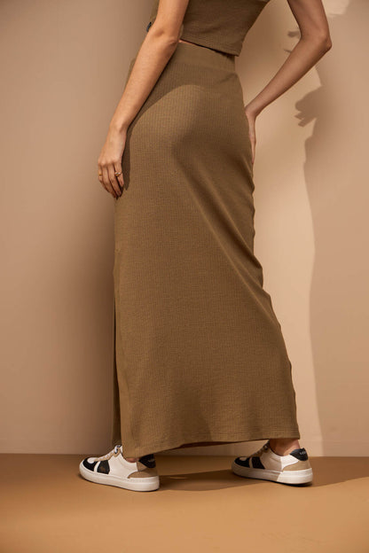 Jupe Midi Avec Fente Latérale En Coton Pour Femme | Idéale Pour Toutes Saisons