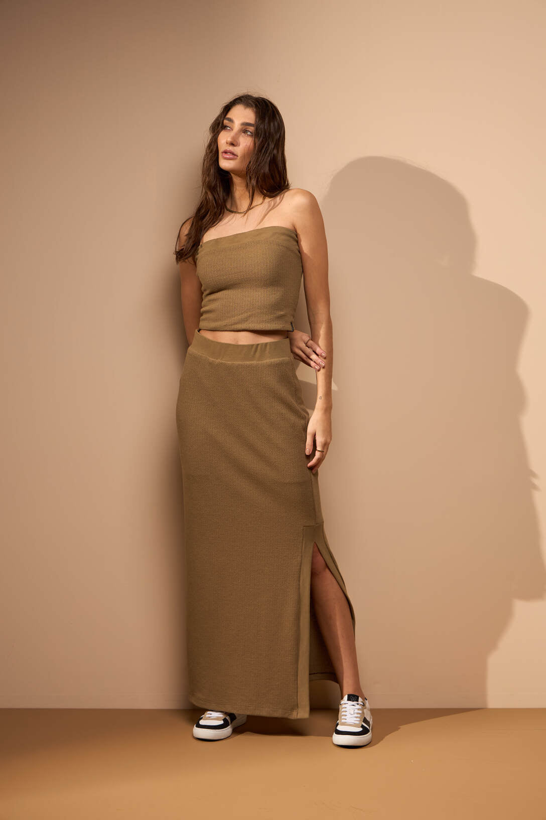 Jupe Midi Avec Fente Latérale En Coton Pour Femme | Idéale Pour Toutes Saisons