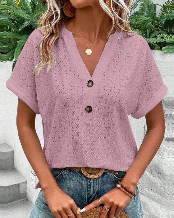 Blouse D'Été À Manches Courtes Avec Col en V Pour Femme | Idéale Pour un Usage Quotidien en Été