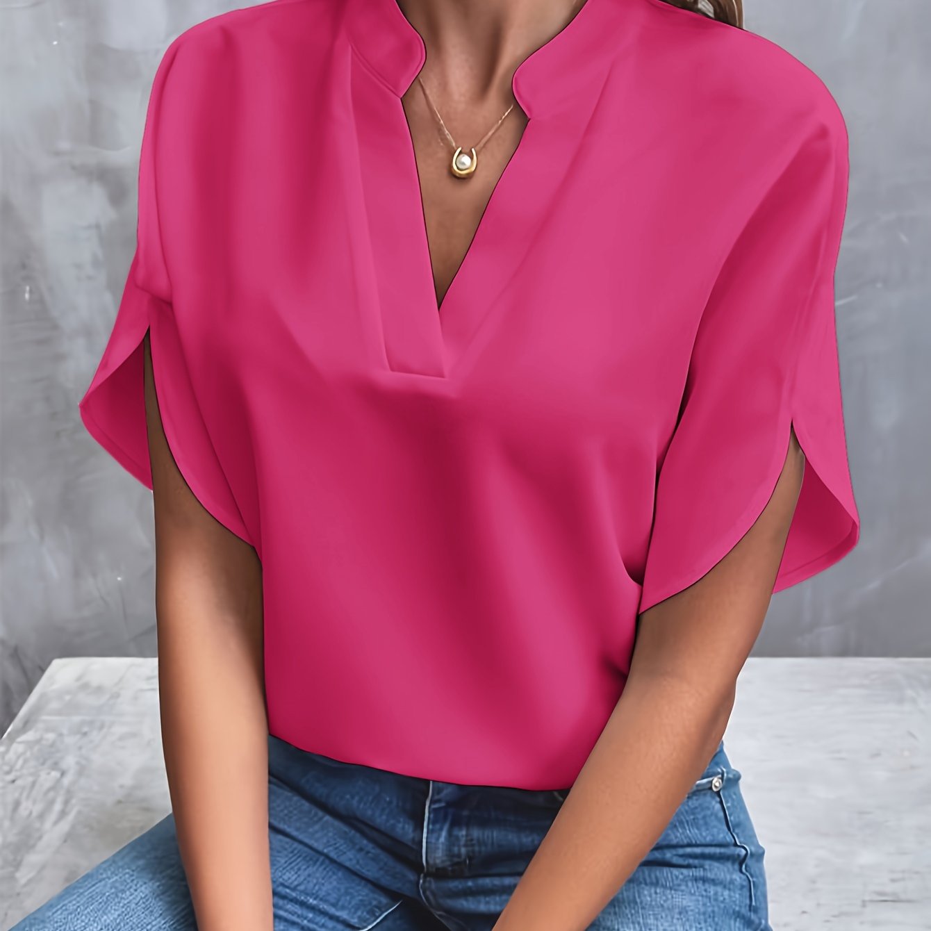 Blouse à Manches Courtes avec Col en V pour Femme | Idéale pour les Journées Chaudes