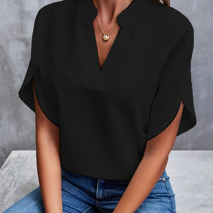 Blouse à Manches Courtes avec Col en V pour Femme | Idéale pour les Journées Chaudes