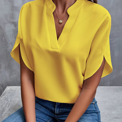Blouse à Manches Courtes avec Col en V pour Femme | Idéale pour les Journées Chaudes