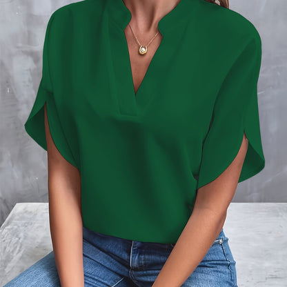 Blouse à Manches Courtes avec Col en V pour Femme | Idéale pour les Journées Chaudes
