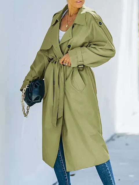 Trench-Coat Avec Ceinture Et Revers Classiques Pour Femme | Idéal Pour Les Activités Quotidiennes