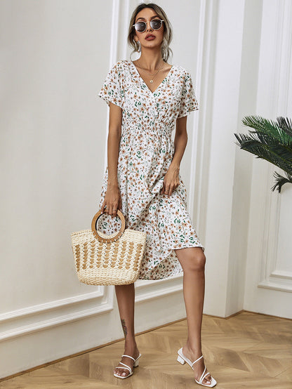 Robe à Fleurs avec Manches Bouffantes pour Femme | Idéale pour les Occasions Estivales