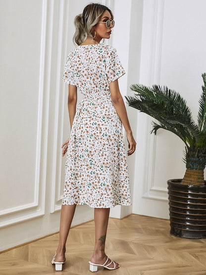 Robe à Fleurs avec Manches Bouffantes pour Femme | Idéale pour les Occasions Estivales