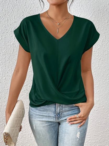 Lot de 2 T-Shirts à Col V et Coupe Ajustée pour Femme | Idéal pour le Travail et les Tenues Décontractées