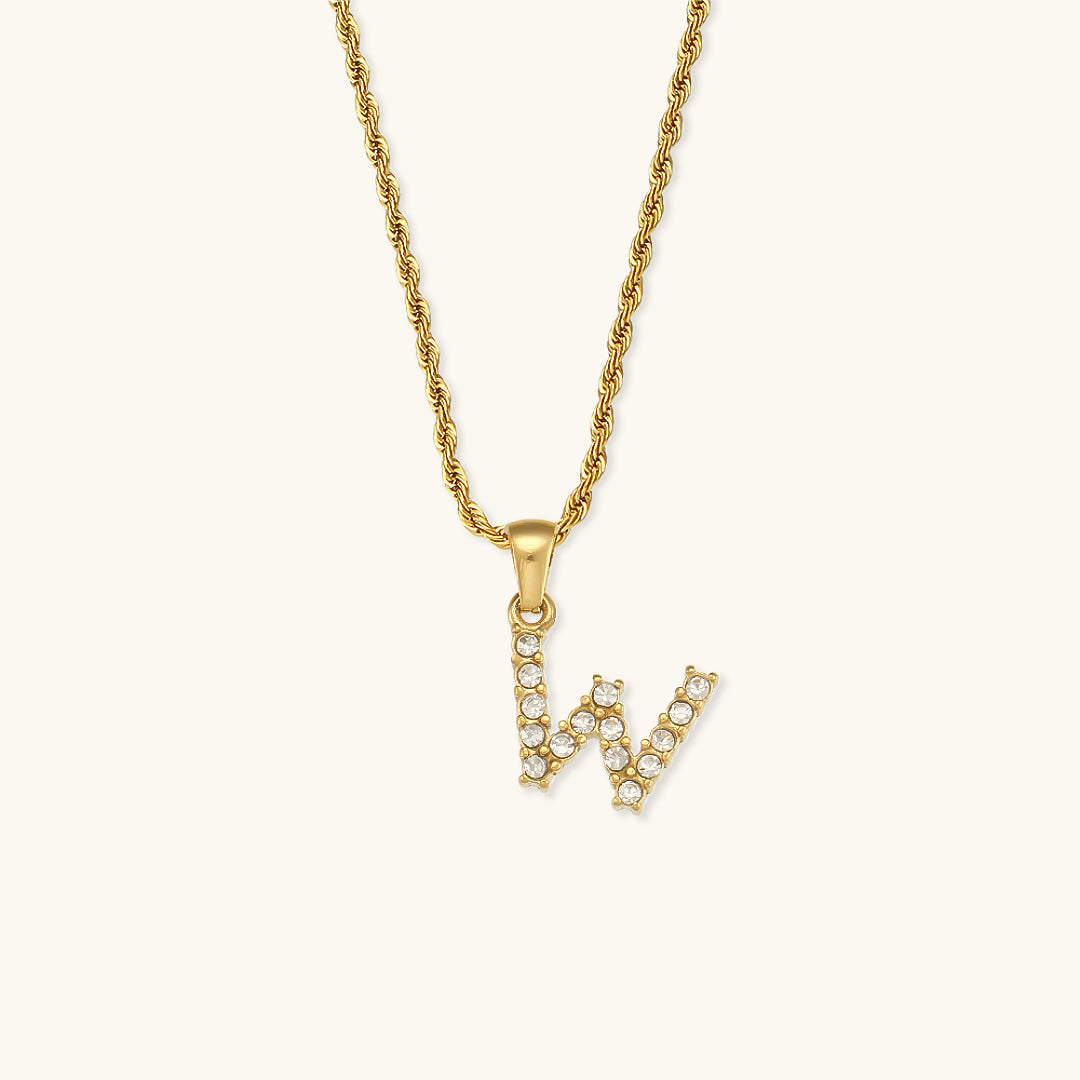 Collier initiale en pierres serties pour femmes