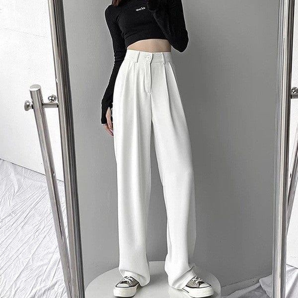 Pantalon Taille Haute Avec Coupe Large Et Fermeture À Bouton Pour Femmes | Idéal Pour Usage Quotidien
