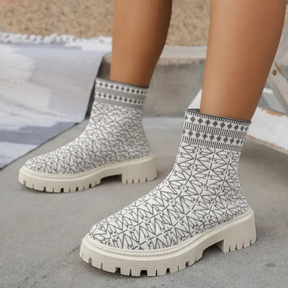 Bottines Épaisses avec Semelle Structurée pour Femmes | Idéal pour l'Automne et l'Hiver