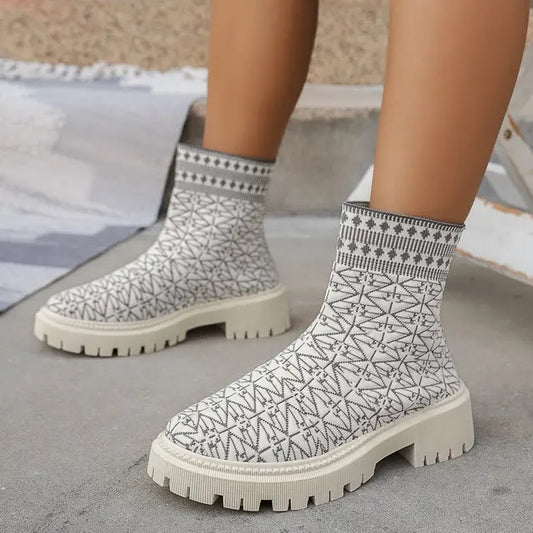Bottines Épaisses avec Semelle Structurée pour Femmes | Idéal pour l'Automne et l'Hiver