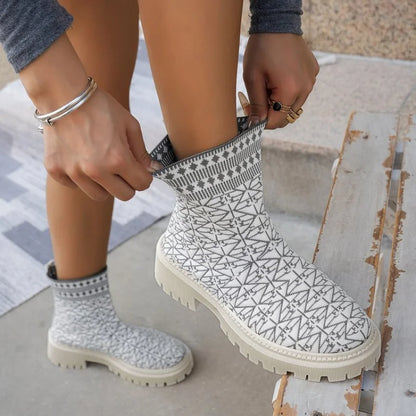 Bottines Épaisses avec Semelle Structurée pour Femmes | Idéal pour l'Automne et l'Hiver