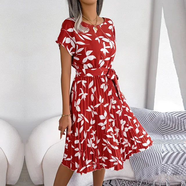 Robe d’Été à Motif Fleuri Bleu avec Coupe Aérée pour Femme | Idéale pour les Journées Chaudes