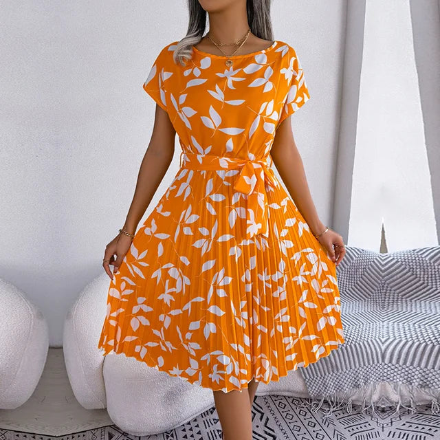 Robe d’Été à Motif Fleuri Bleu avec Coupe Aérée pour Femme | Idéale pour les Journées Chaudes