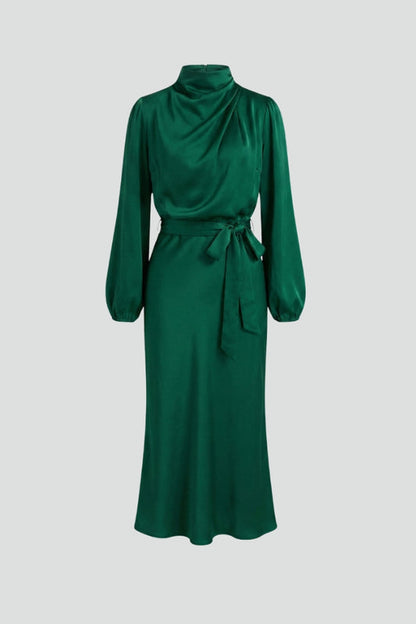 Robe Midi avec Col Montant et Manches Longues pour Femme | Idéale pour les Journées et Soirées d’Été