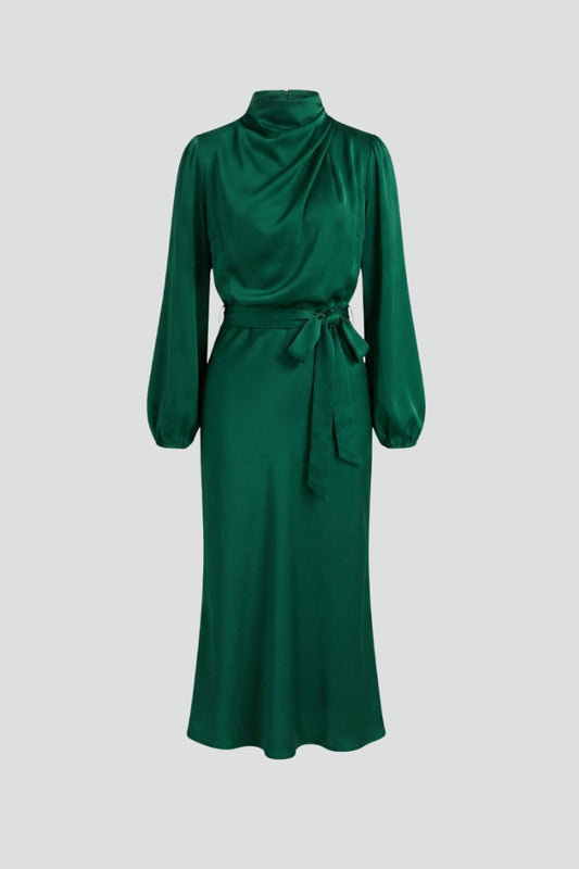 Robe Midi avec Col Montant et Manches Longues pour Femme | Idéale pour les Journées et Soirées d’Été