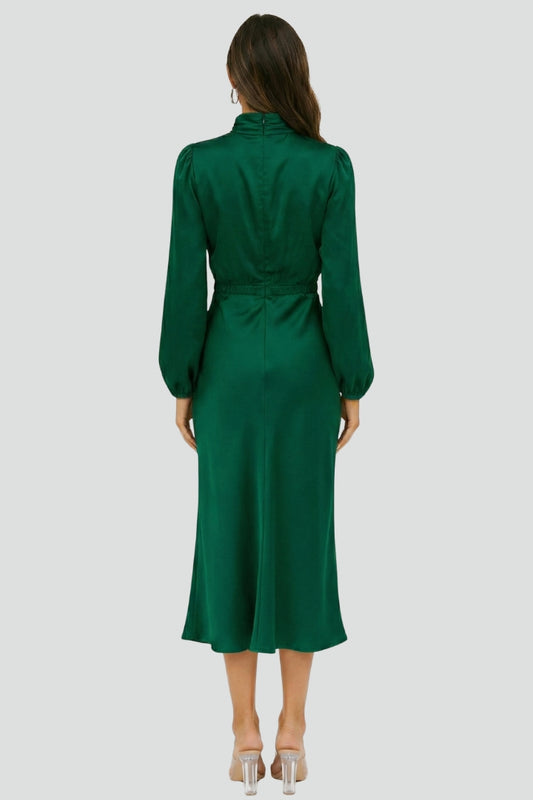 Robe Midi avec Col Montant et Manches Longues pour Femme | Idéale pour les Journées et Soirées d’Été