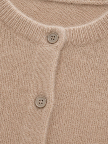 Cardigan boutonné à col rond pour femmes
