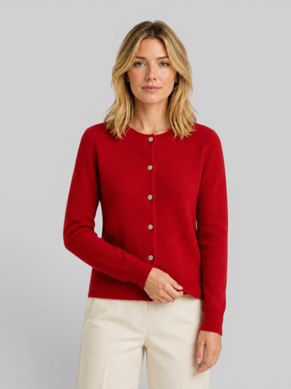 Cardigan boutonné à col rond pour femmes