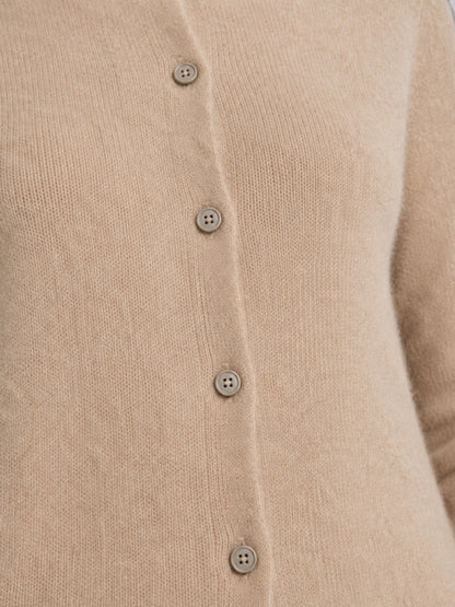 Cardigan boutonné à col rond pour femmes