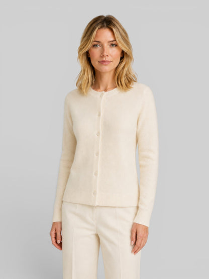 Cardigan boutonné à col rond pour femmes
