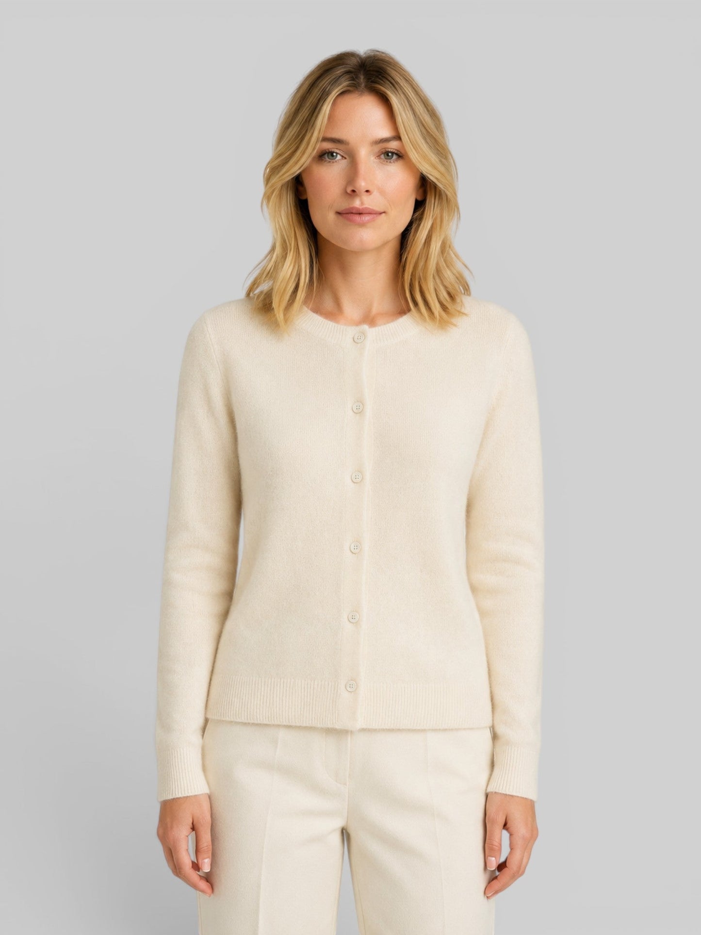 Cardigan boutonné à col rond pour femmes