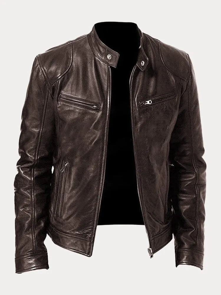 Veste motard zippée pour hommes