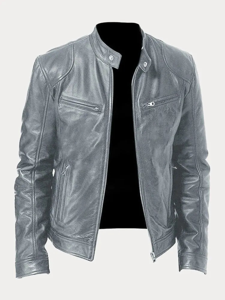 Veste motard zippée pour hommes