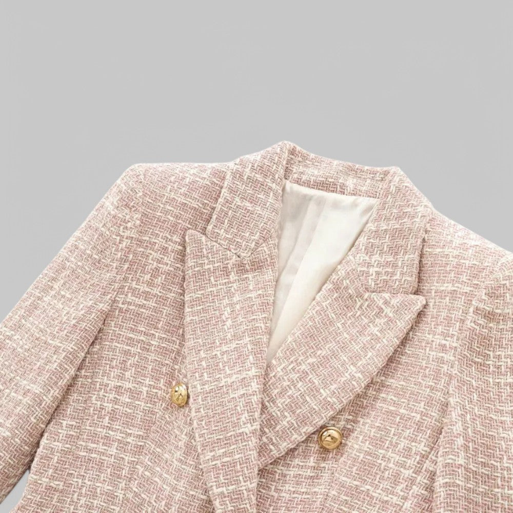 Blazer à double boutonnage et col cranté pour femme | Idéal pour l'automne