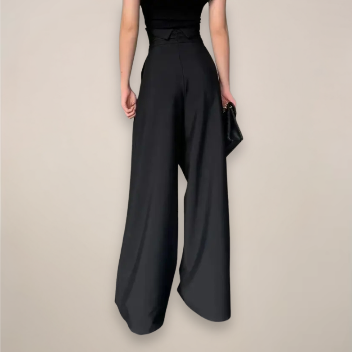 Pantalon taille haute à jambe large pour femmes | Idéal pour le bureau