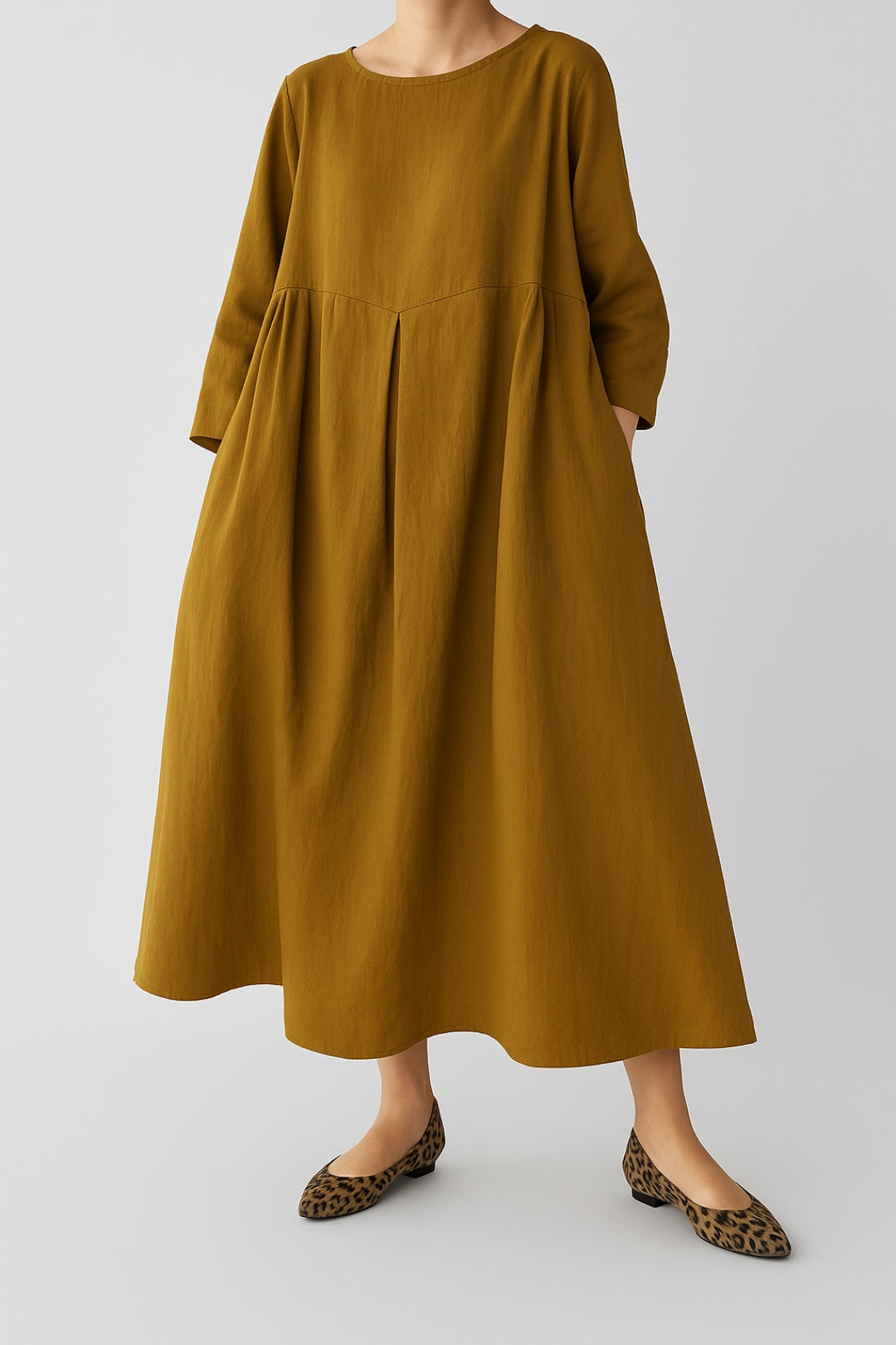 Robe Midi Coupe Décontractée avec Plis Frontaux pour Femme | Idéale pour la Saison Estivale et un Usage Quotidien