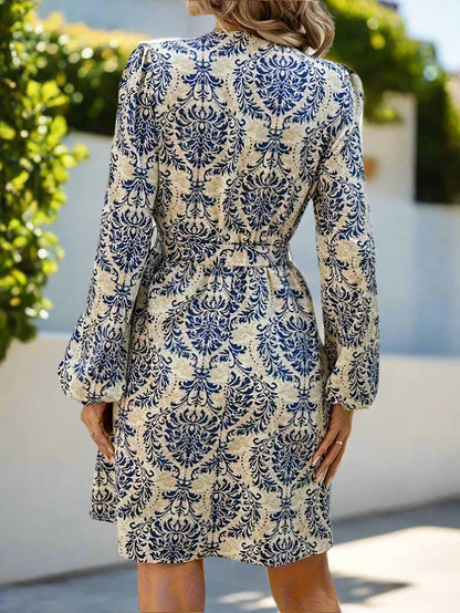 Robe Courte à Manches Bouffantes avec Imprimé Floral pour Femme | Idéale pour l'Été ou les Promenades en Ville