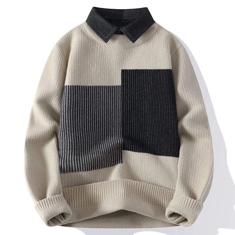 Pull à Col avec Blocs de Couleur Contrastés pour Adulte | Idéal pour l’Automne et l’Hiver
