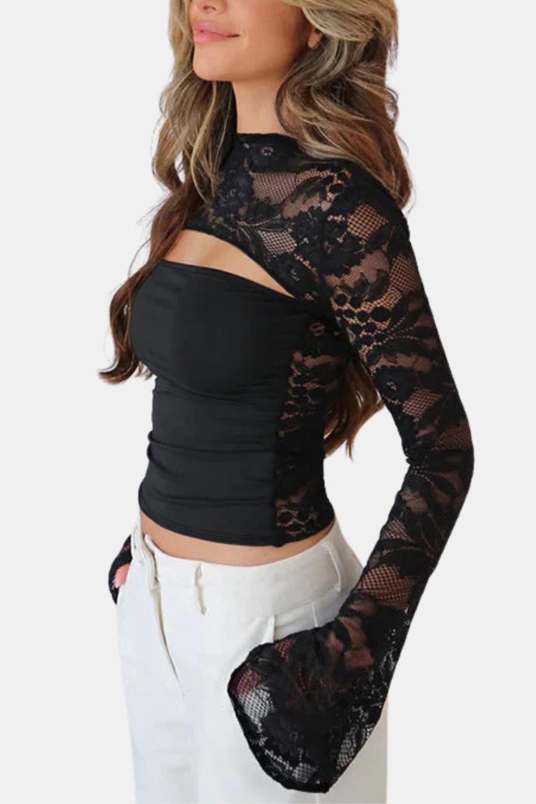 Top Avec Détail Découpé Et Manches Évasées Pour Femme | Idéal Pour Occasions Spéciales