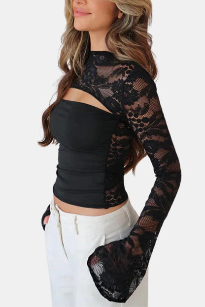 Top Avec Détail Découpé Et Manches Évasées Pour Femme | Idéal Pour Occasions Spéciales