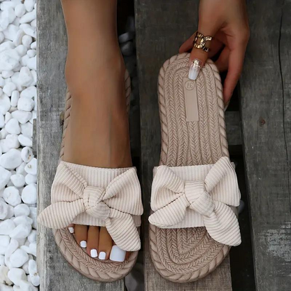 Sandales Plates Slip-On Avec Nœud Pour Femme | Idéal Pour Saison Estivale