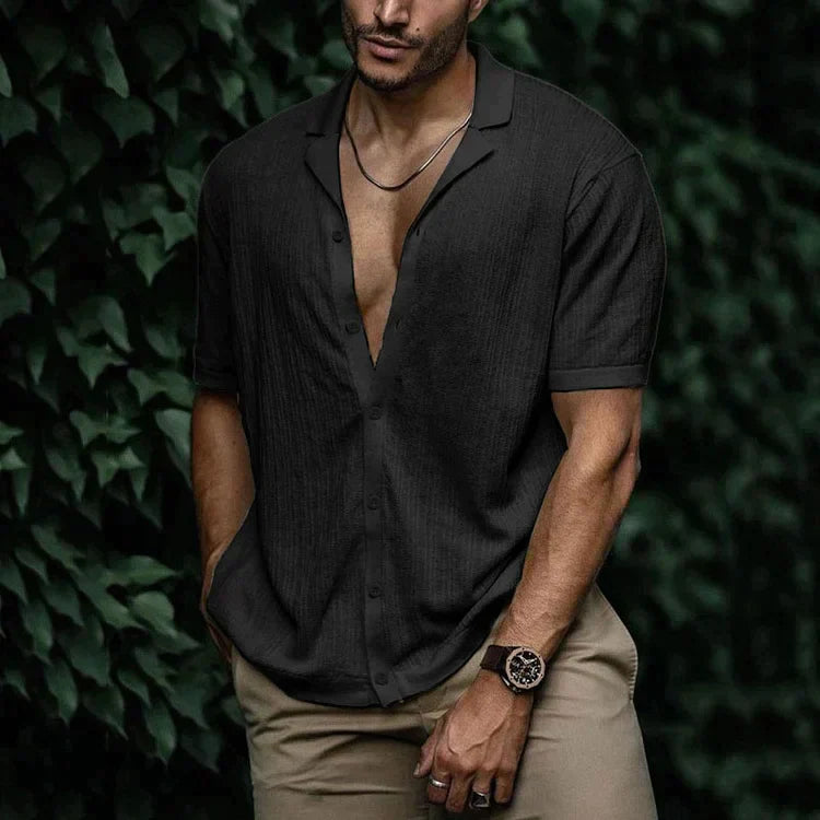 Chemise d’Été à Manches Courtes avec Col Décontracté pour Homme | Idéale pour les Journées Chaudes